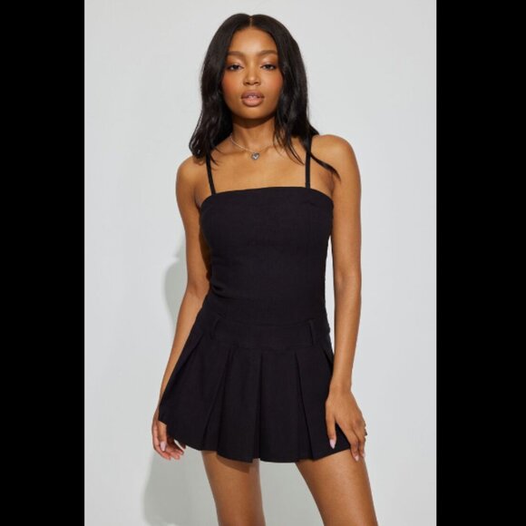 Little Black Pleated Summer Dress. Drop Waist Mini Dress. SMALL. NWT - Picture 2 of 4